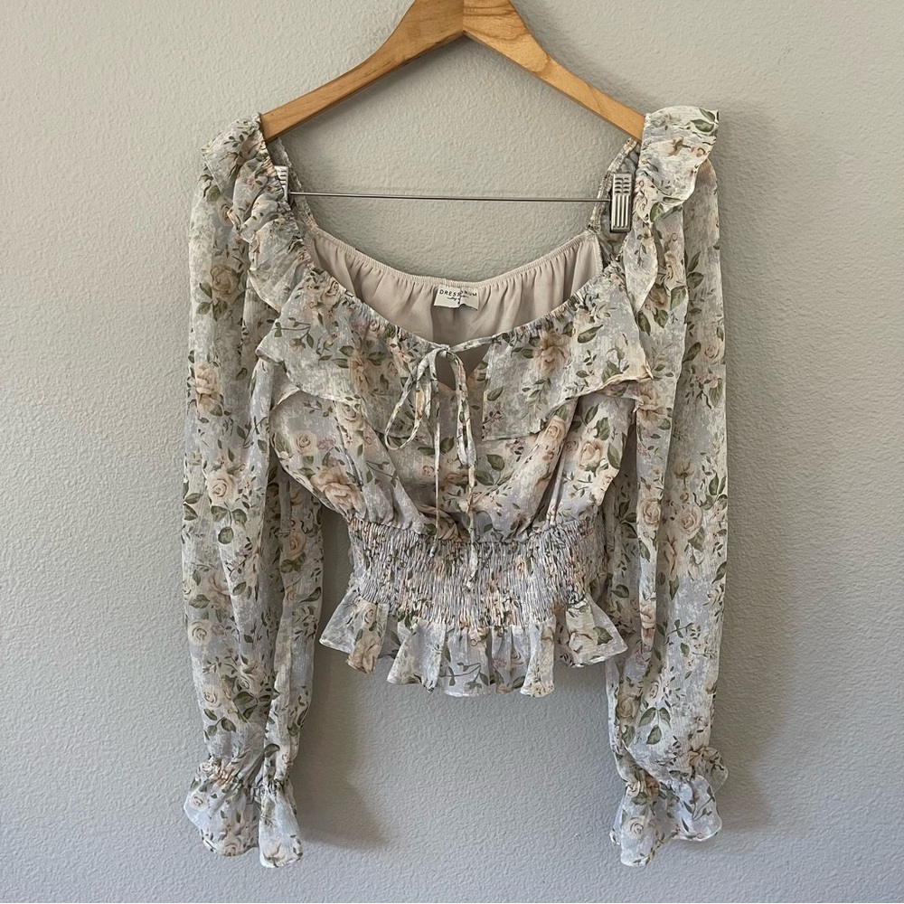 Dress Forum Floral Ruffle Feminine Top Size M Edwardian